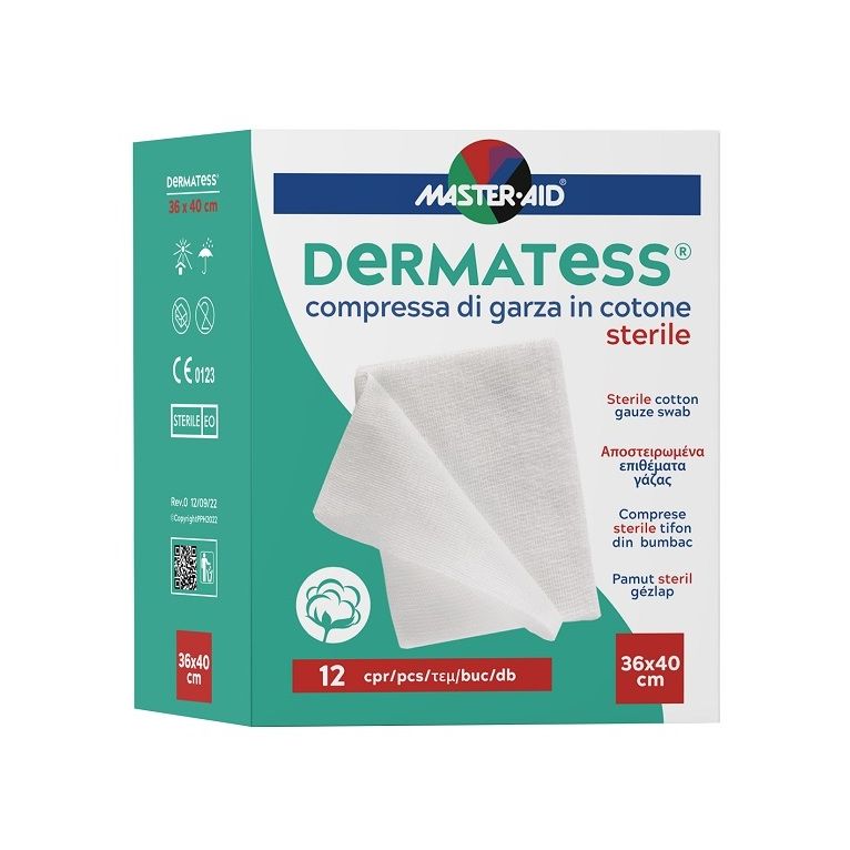 garza compressa master-aid dermatess cotone 36x40cm 12 pezzi
