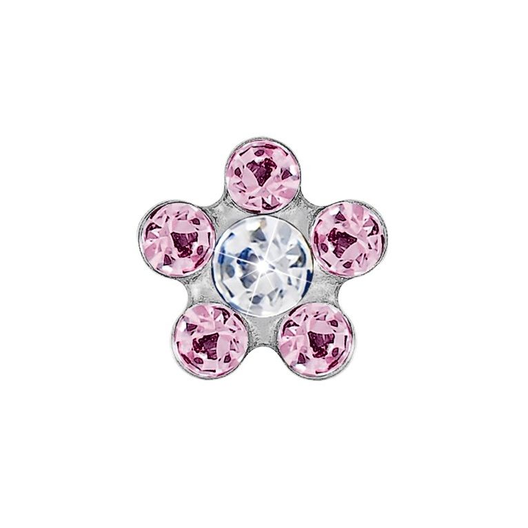 fiore 6mm rosa/punto cristallo