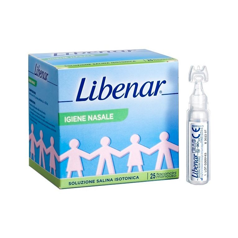 soluzione salina isotonica 0,9% libenar per igiene nasale 25flaconcini monouso x 5 ml