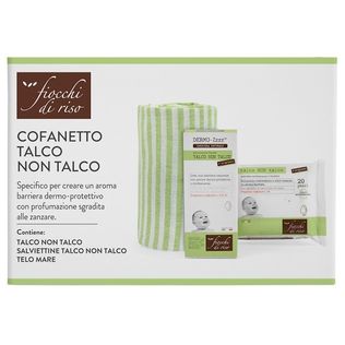 FIOCCHI DI RISO COFANETTO TALCO NON TALCO 1 EMULSIONE TALCONON TALCO 120 ML + 1 SALVIETTE TALCO NON TALCO + 1 TELO MARE
