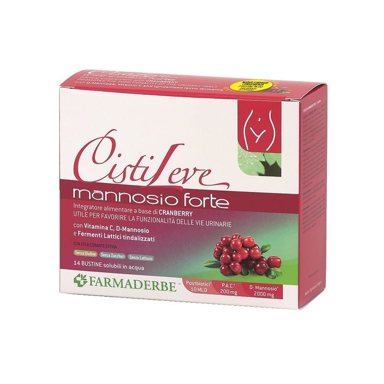cistileve mannosio forte 14 bustine da 3 g aroma naturale frutti rossi con edulcorante stevia senza zuccheri senza glutine senza lattosio