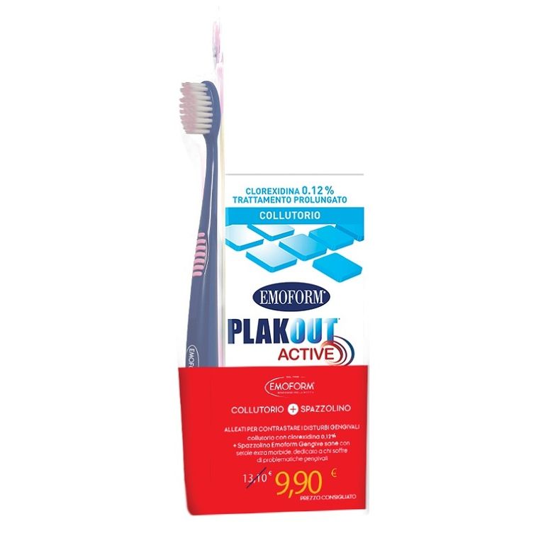 emoform plak out active collutorio 0,12% clorexidina 200 ml+ emoform gengive sane spazzolino