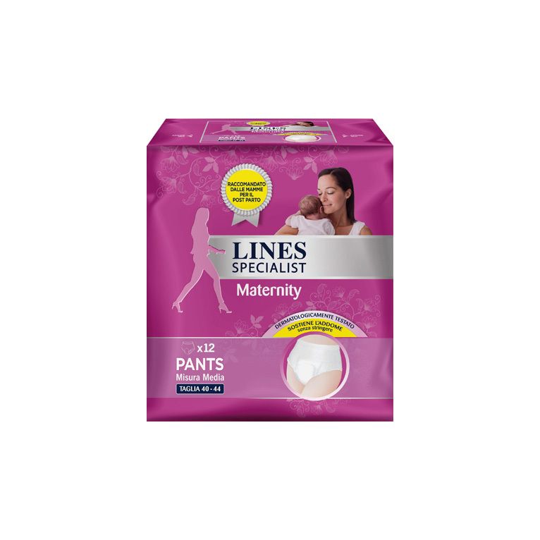 lines specialist maternity mutandina assorbente per perditepost parto misura medium 12 pezzi