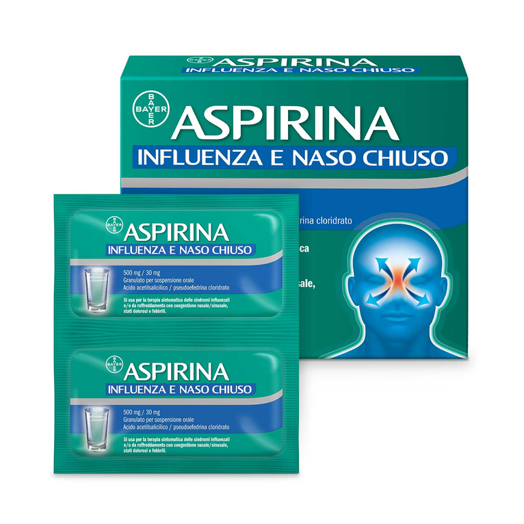 aspirina influenza e naso chiuso orale 10 bust 500 mg + 30 mg