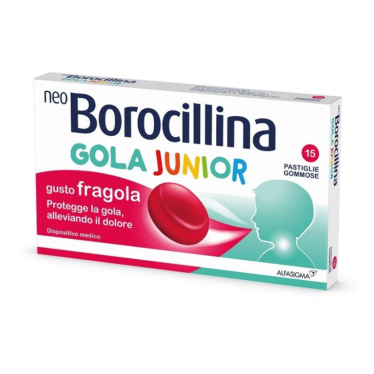 neoborocillina gola junior 15 pastiglie gusto fragola