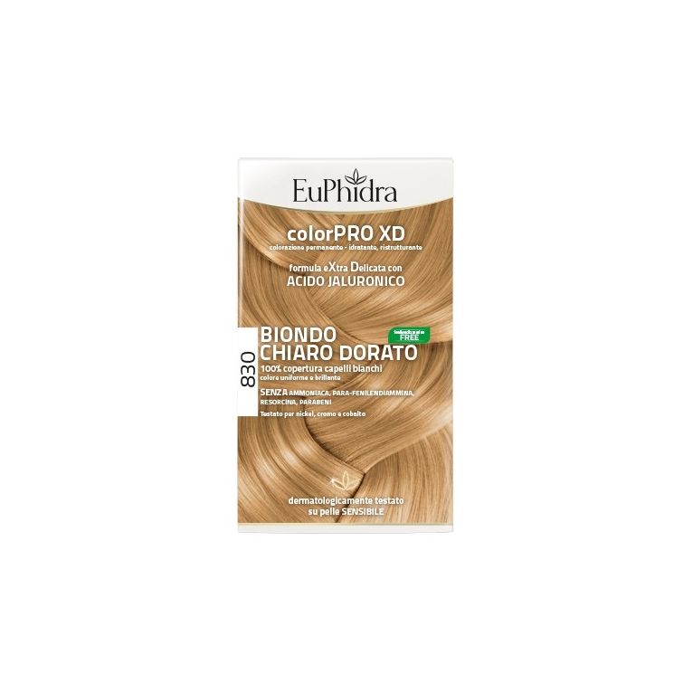 euphidra colorpro xd 830 biondo chiaro dorato gel colorantecapelli in flacone + attivante + balsamo + guanti
