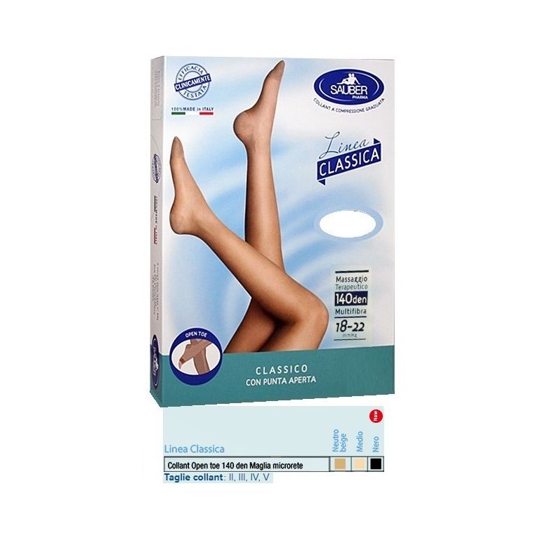 sauber collant open toe maglia microrete 140 den colore neutro beige 4 linea classica