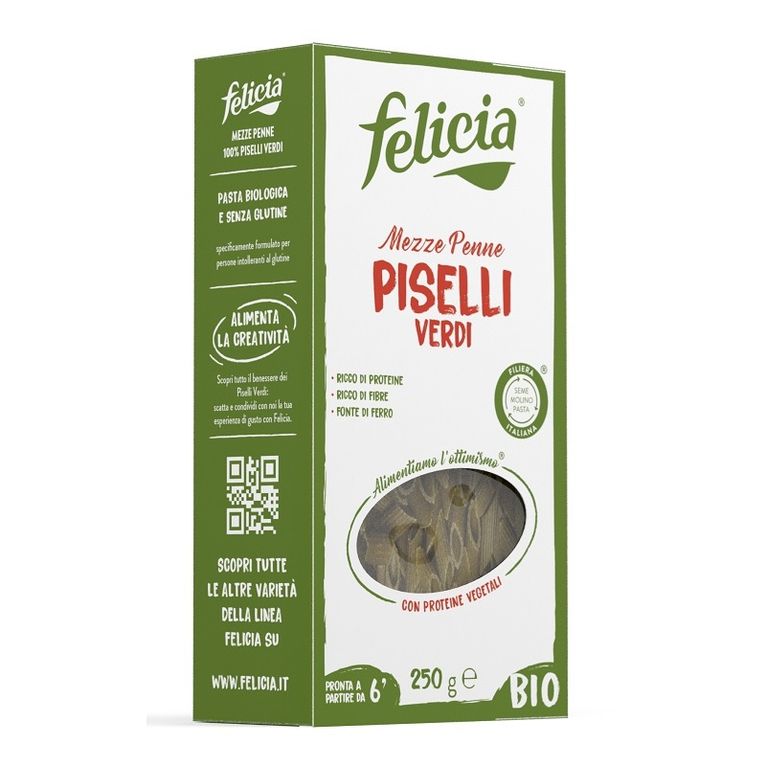 felicia bio mezze penne piselli verdi 250 g