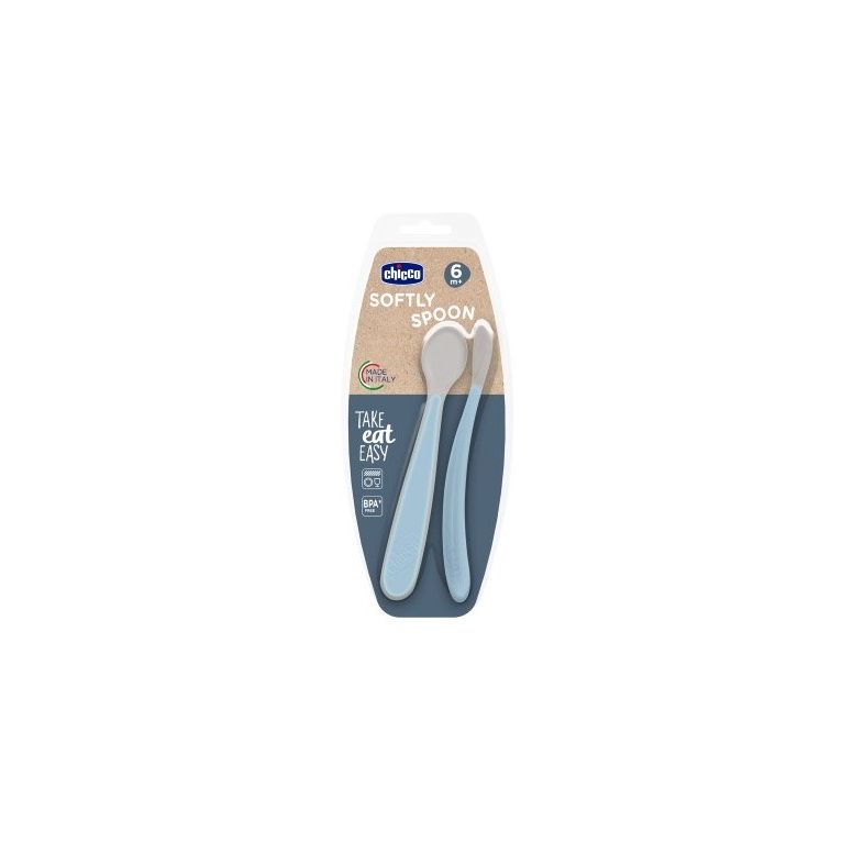 chicco cucchiaio in silicone doppio azzurro 6m+