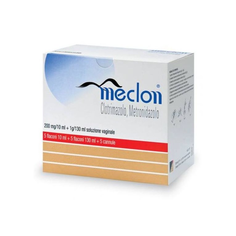 meclon soluzione vaginale 5 flaconi 200 mg/10 ml + 1 g/130 ml