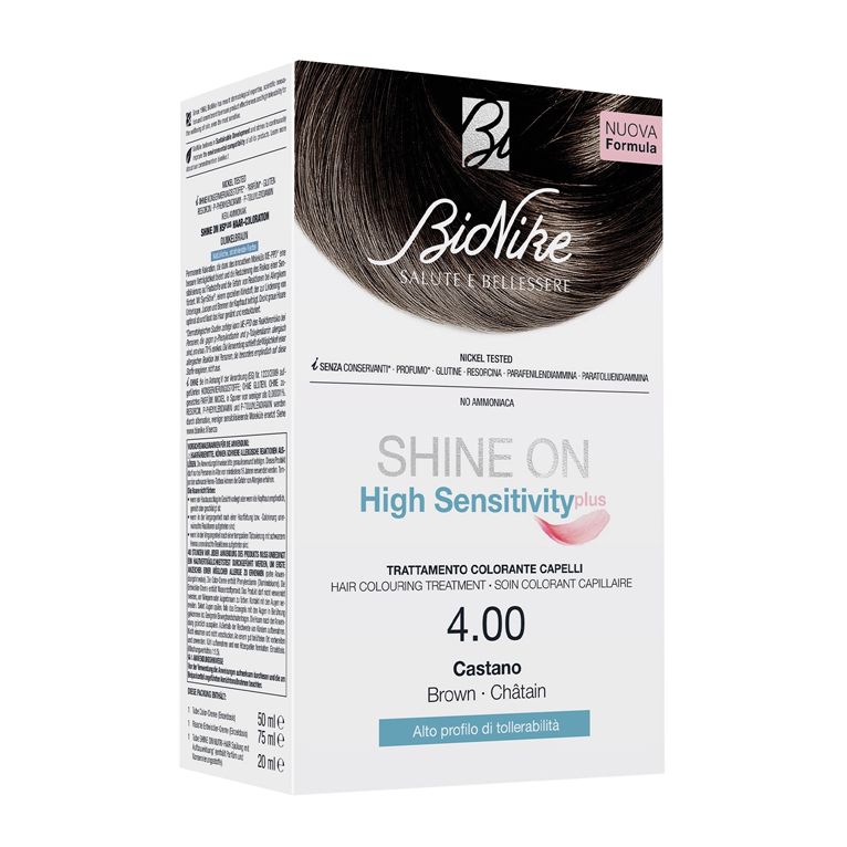 shine on high sensitivity plus castano 4,00 rivelatore in crema 75 ml + crema colorante 50 ml