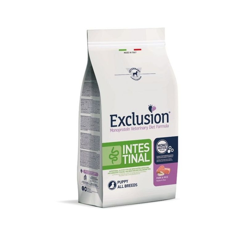 exclusion monoprotein veterinary diet formula dog intestinalpuppy pork and rice all breeds 2 kg dry