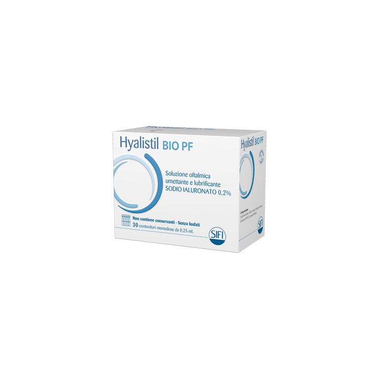 hyalistil bio pf soluzione oftalmica phosphate free monodosea base di acido ialuronico 0,2% 30 flaconcini 0,25 ml
