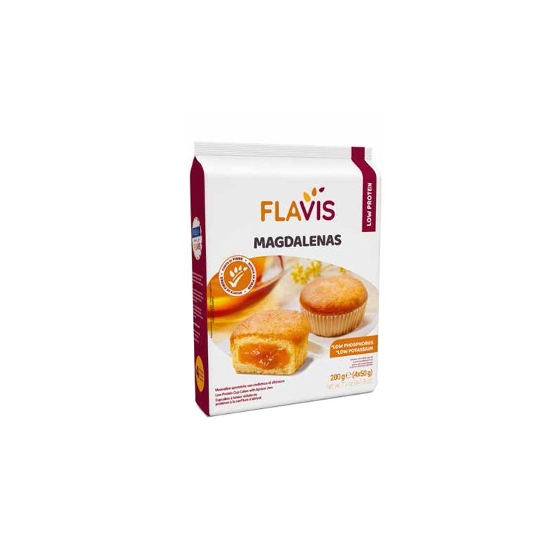 flavis magdalenas merendine aproteiche con confettura di albicocca 4 monoporzioni da 50 g