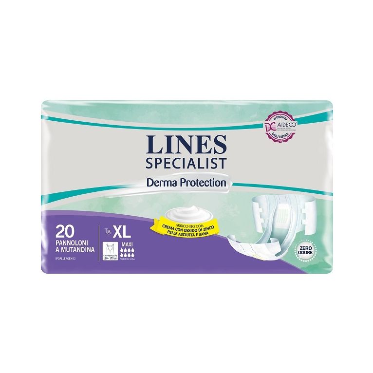 pannolone a mutandina lines specialist derma maxi xl 20 pezzi