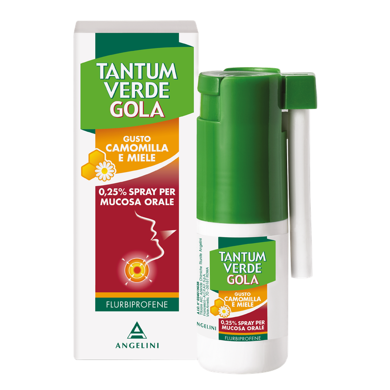 tantum verde gola spray mucosa orale 15 ml 0,25% gusto camomilla e miele