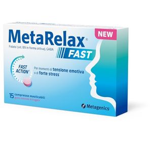 METARELAX FAST 15 COMPRESSE MASTICABILI GUSTO NATURALE DI FRAGOLA SENZA GLUTINE SENZA LATTOSIO CON EDULCORANTI