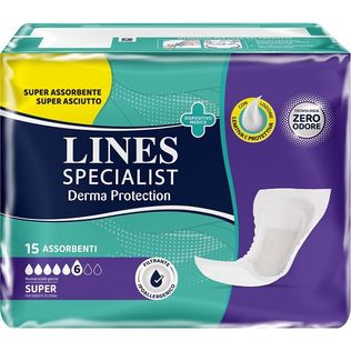 PANNOLONE PER INCONTINENZA LINES SPECIALIST DERMA PROTECTIONSAGOMATO ANATOMICO SUPER 15 PEZZI