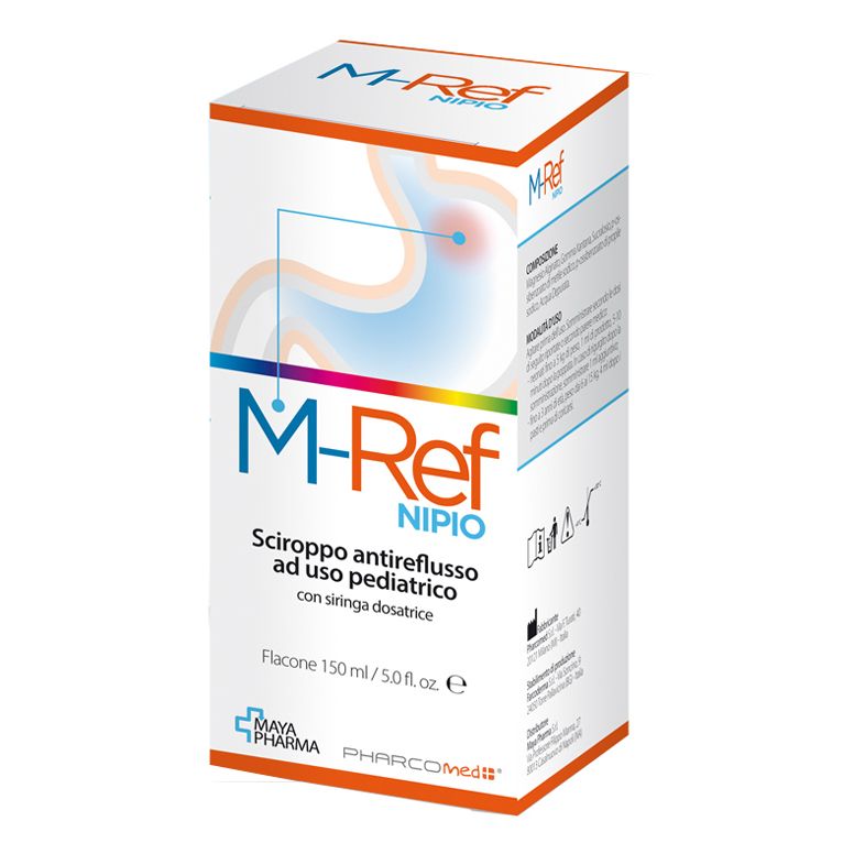 m-ref nipio sciroppo antireflusso ad uso pediatrico 150 ml con siringa dosatrice