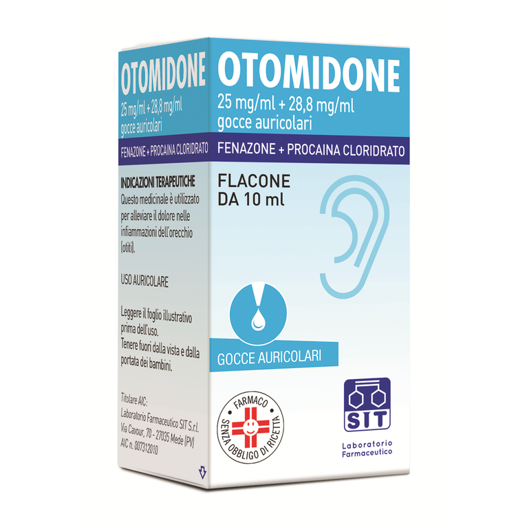 otomidone gocce auricolari 10 ml 25 mg/ml + 28,8 mg/ml