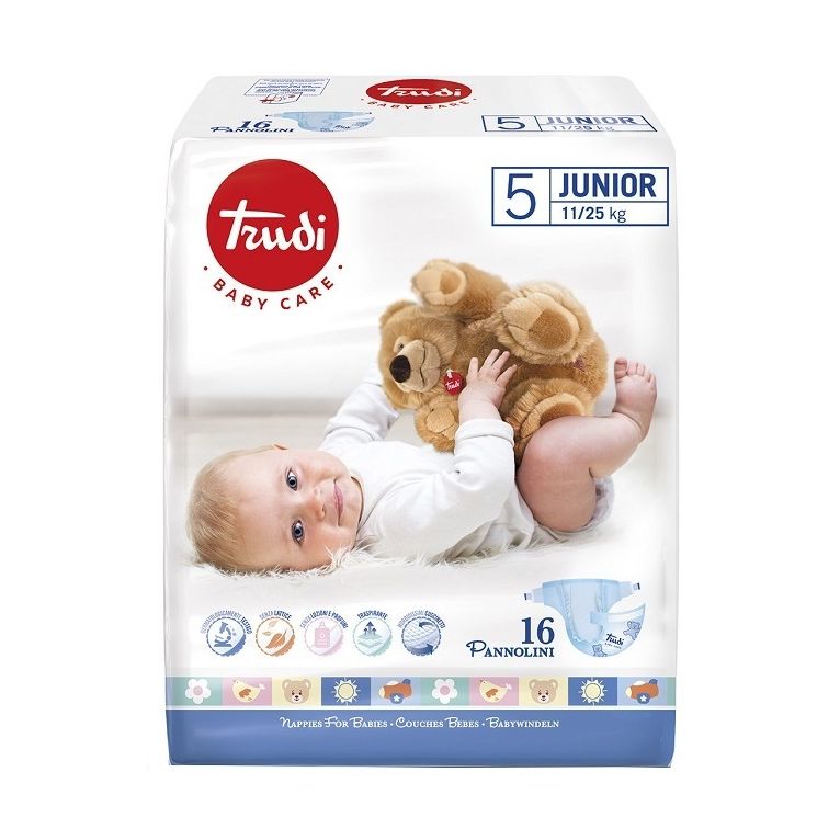 trudi baby care pannolino bambini junior 11/25 kg 16 pezzi