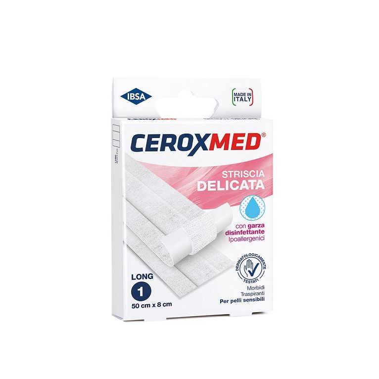 striscia delicata ceroxmed con garza disinfettante ipoallergenica per pelli sensibili 50x8cm 1 pezzo