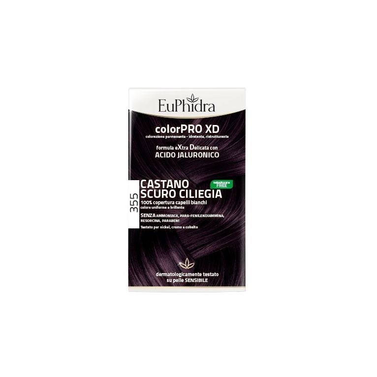 euphidra colorpro xd 355 castano scuro ciliegia gel colorante capelli in flacone + attivante + balsamo + guanti