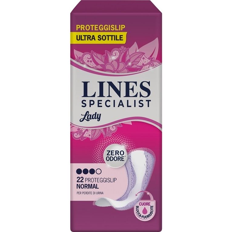 proteggislip per incontinenza urinaria lines specialist ladylight normal ultra sottile 22 pezzi