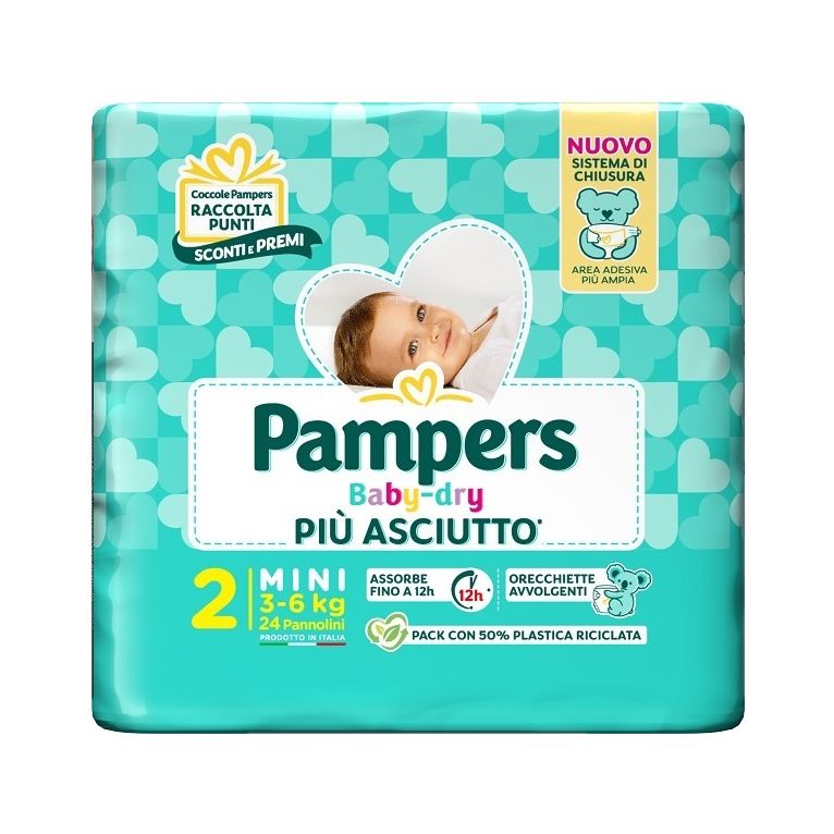 pampers baby dry pannolino downcount mini 24 pezzi