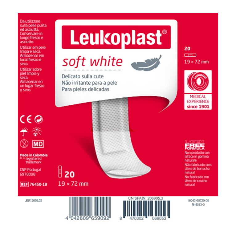 leukoplast soft white 72 x 19 cm 20 pezzi