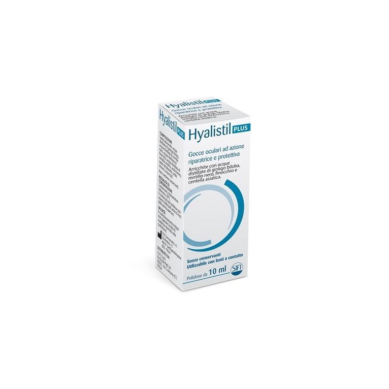 gocce oculari hyalistil plus acido ialuronico 0,4% acqua distillata di ginkgo biloba + mirtillo nero + finocchio + centella asiatica 10 ml