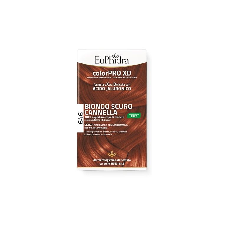 euphidra colorpro gel colorante capelli xd 646 cannella 50 ml in flacone + attivante + balsamo + guanti