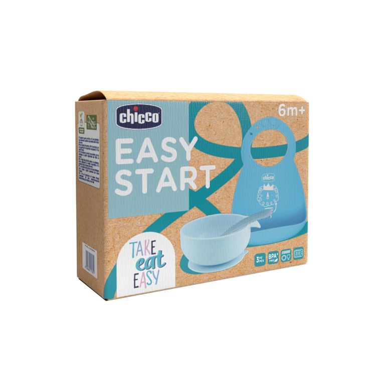 chicco set pappa silicone 6m+ azzurro