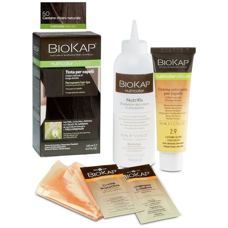 biokap nutricolor delicato 5,0 new castano chiaro naturale tinta 140 ml