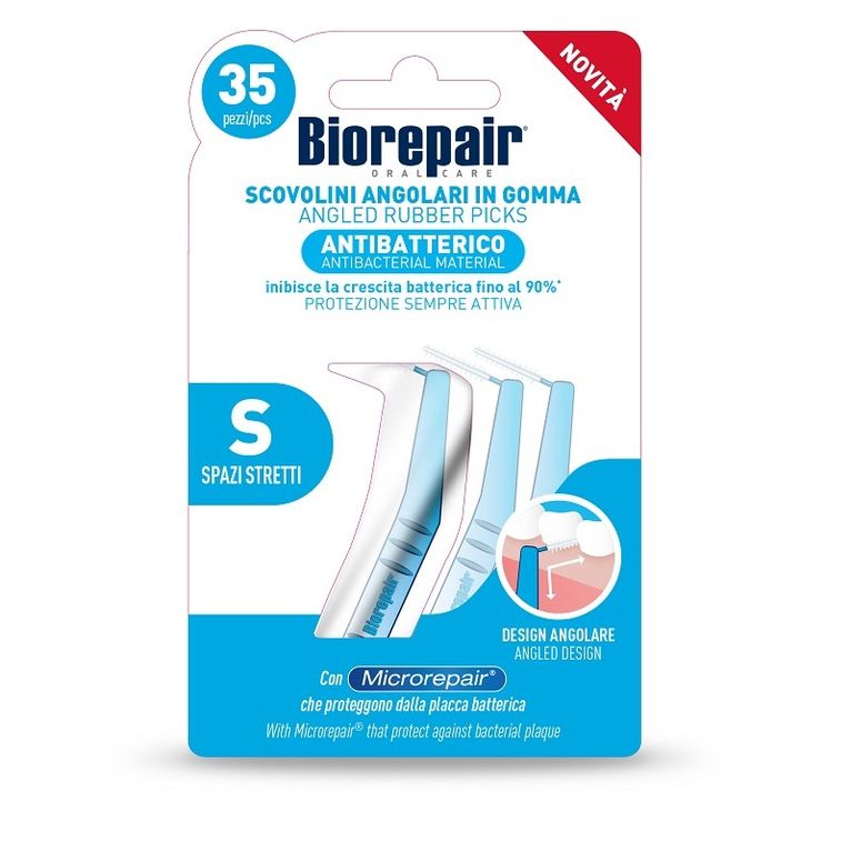 biorepair oral care antibatterico scovolini monouso in gommaspazi stretti 40 pezzi