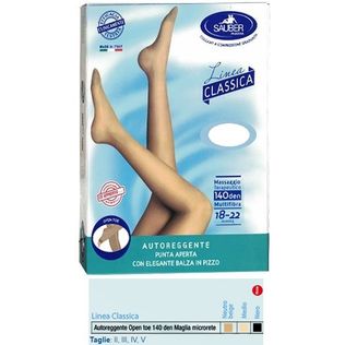 SAUBER AUTOREGGENTE OPEN TOE MAGLIA MICRORETE 140 DEN COLORENEUTRO BEIGE TAGLIA 3 LINEA CLASSICA