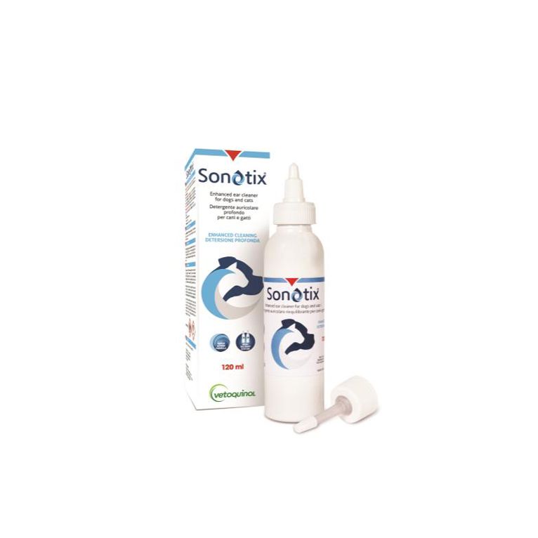 sonotix detergente auricolare profondo cani e gatti 120 ml +cannula corta rigida + cannula lunga flessibile