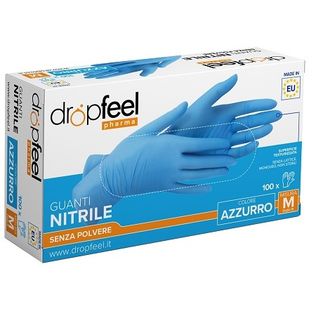 GUANTO IN NITRILE DROPFEEL SENZA POLVERE AZZURRO TAGLIA M 100 PEZZI