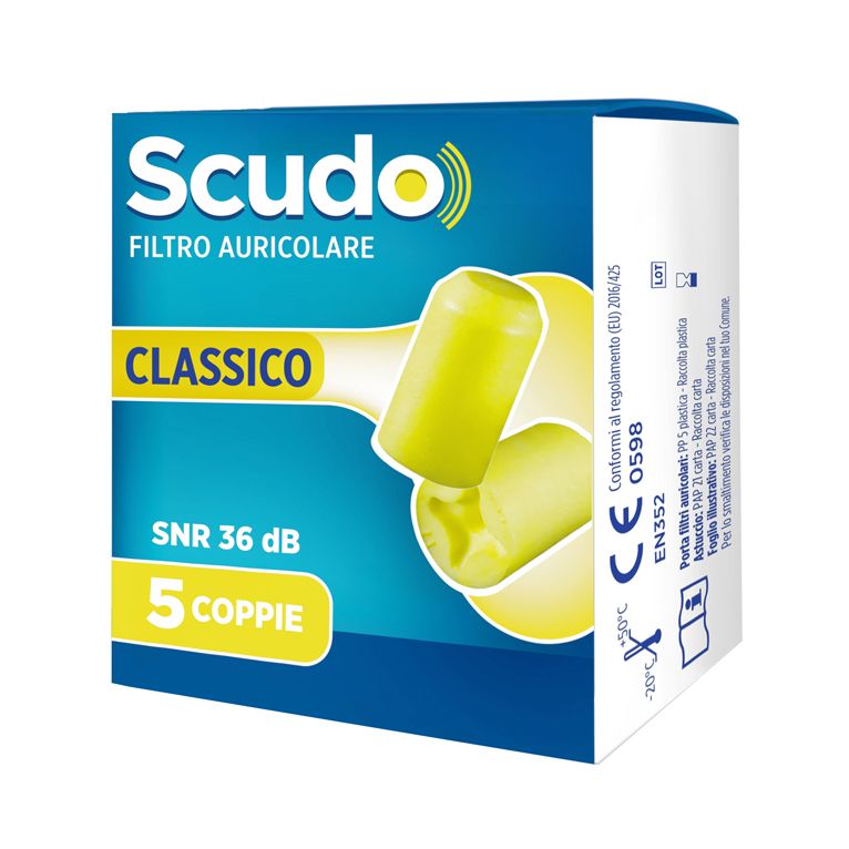 scudo filtro auricolare classico snr 36 db 7-12mm 5 paia