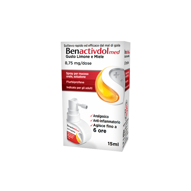 benactivdolmed spray mucosa orale 15 ml 8,75 mg/ml