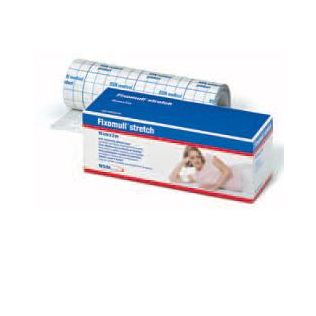 FASCIA AUTOADESIVA IPOALLERGENICA FISSAGGIO CATETERI FIXOMULL STRETCH SUPPORTO IN POLIESTERE NON TESSUTO BIANCO MASSA INPOLICARBONATO SENZA RESINE E GOMME NATURALI 15X1000CM