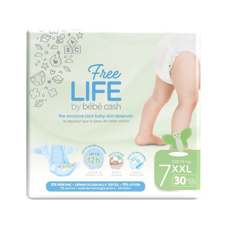 freelife by bebecash pannolini xxl taglia 7 15 kg+ 30 pezzi