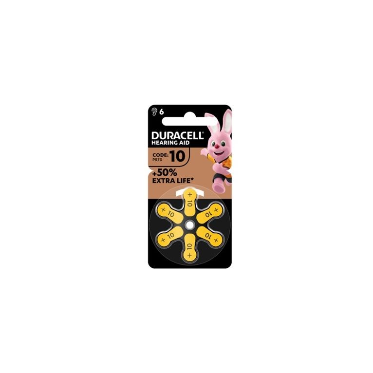 duracell easy tab 10 giallo batteria per apparecchio acustico 6 pezzi