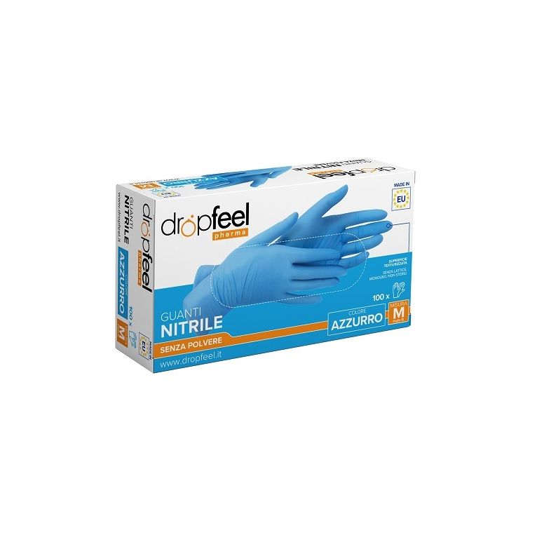 guanto in nitrile dropfeel senza polvere azzurro taglia m 100 pezzi