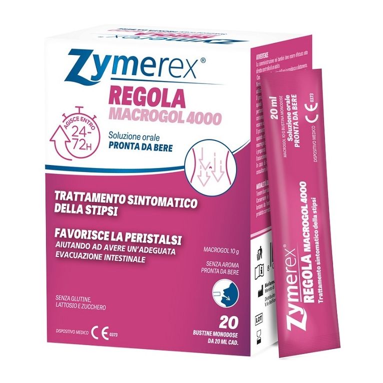 zymerex regola macrogol 4000 20 bustine da 20 ml senza zucchero senza glutine senza lattosio