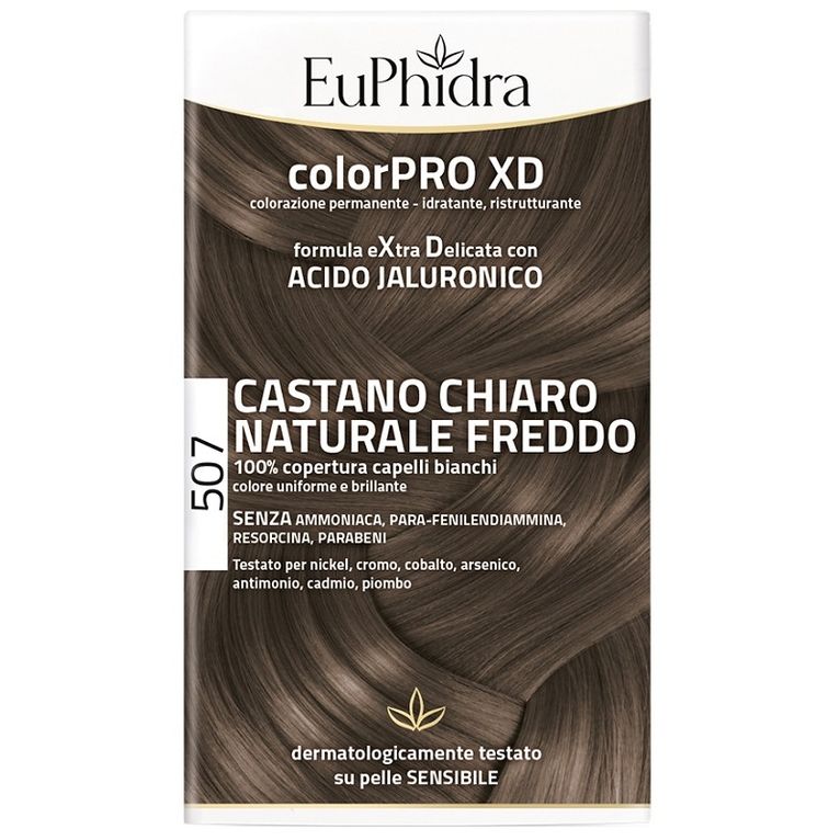 euphidra colorpro xd 507 castano chiaro naturale f colore +attivante + balsamo + cuffia + guanti