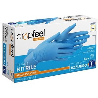 GUANTO IN NITRILE DROPFEEL SENZA POLVERE AZZURRO TAGLIA L 100 PEZZI