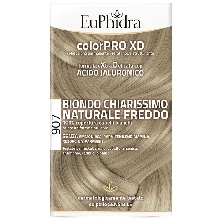 euphidra colorpro xd 907 biondo chiaro mogano naturale f colore + attivante + balsamo + cuffia + guanti