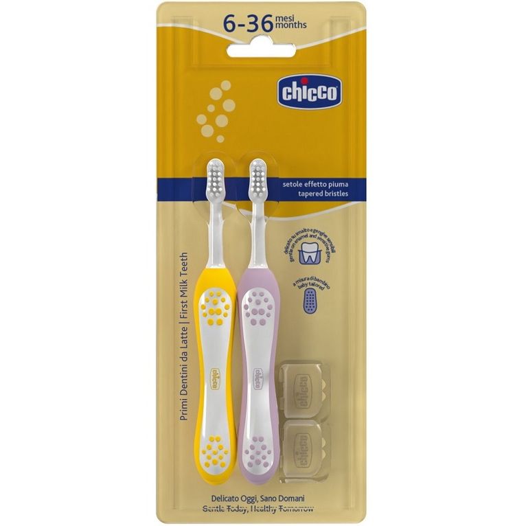 chicco spazzolino 6-36 mesi doppio rosa-giallo