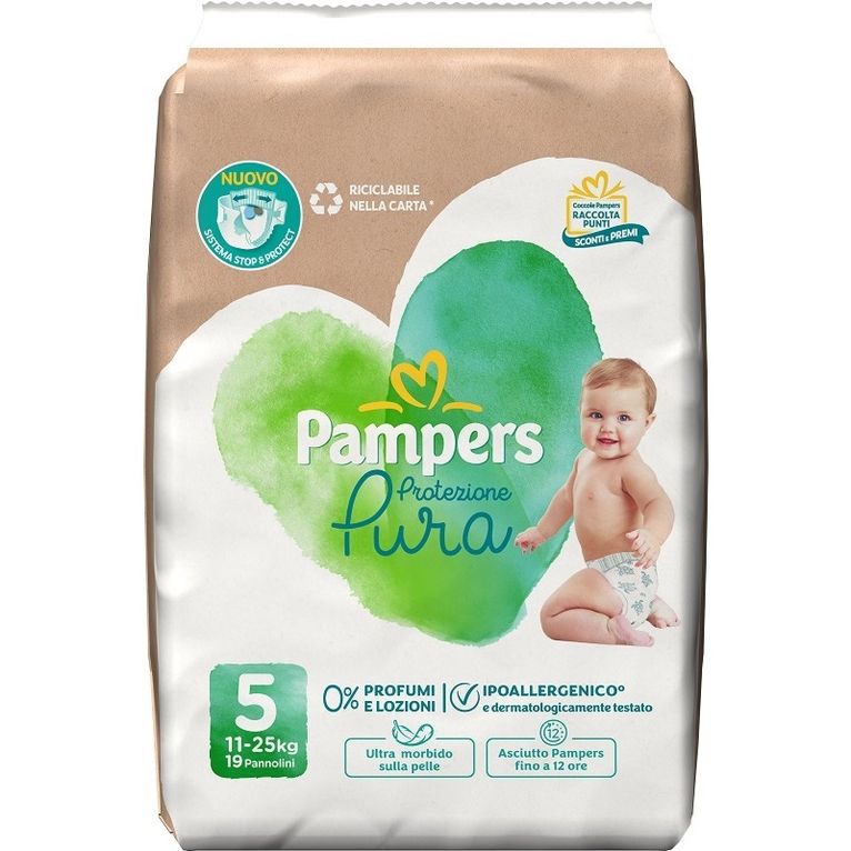 pampers protezione pura junior pannolini 19 pezzi